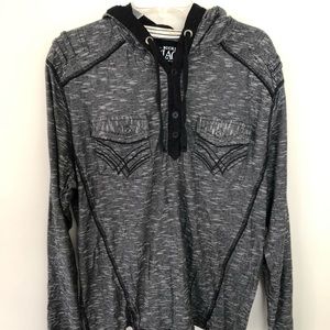 Buckle Black Henley Pullover Hoodie